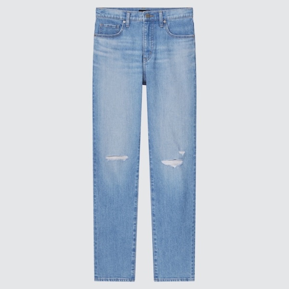 Uniqlo Slim Straight High Rise Distressed Jeans, Size 24